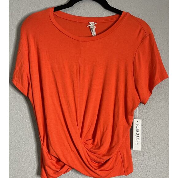 JO&CO Jeans Red Cropped Front Wrapped Knotted Sleeveless Shirt NWT Romantic - Picture 1 of 7